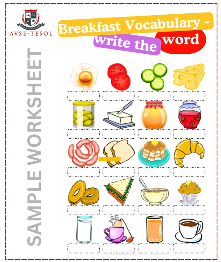 sample esl worksheet