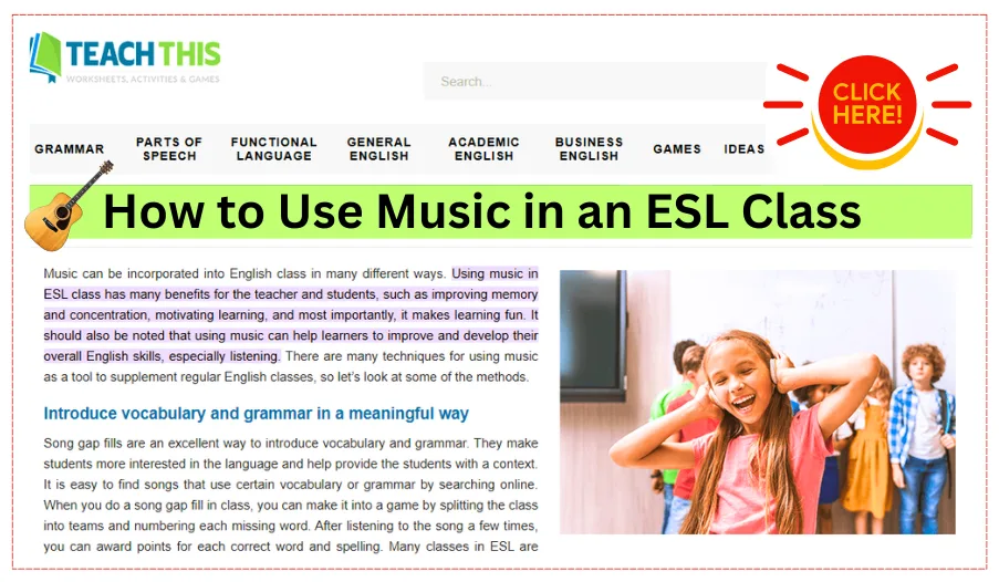 music in an esl class