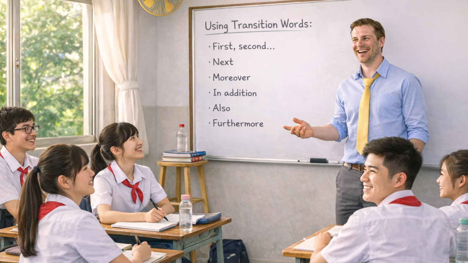 Transition Words (1600 x 900 px) ESL teacher training programs for Cambodia or Vietnam